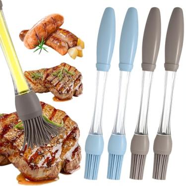 Imagem de 4 pincéis de cozinha para cozinhar, pincel de silicone resistente ao calor, óleo para espalhar, molho, manteiga, pincéis de comida, utensílios de cozinha multiuso para assar, cozinhar, grelhar