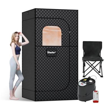 Imagem de Caixa de sauna - Sauna portátil para casa com vaporizador atualizado de 3L 1500W, cadeira dobrável e tapete antiderrapante para spa relaxante, barraca de sauna a vapor isolada e à prova d'água de 5