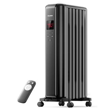 Imagem de PELONIS Aquecedor de radiador a óleo para uso interno sala grande com controle remoto, aquecedor elétrico com termostato, eficiência energética com modo ECO, temporizador 24H, silencioso, proteção