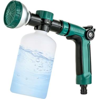 Imagem de VENETIO Pistola para Mangueira 8 Níveis Regulável - Para Fertilizante Líquido, Água e Detergente - Garrafa 500mL Recarregável, Esguicho Multiúso para Jardim, Hortas, Gramado e Lavagem de Carros