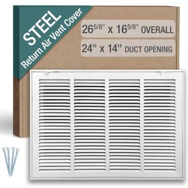 Imagem de Hoovate Grade de filtro de ar de retorno de 61 x 35 cm (abertura do duto) para filtros de 2,5 cm, tampa de ventilação HVAC para parede e teto, aço revestido a pó com porta removível