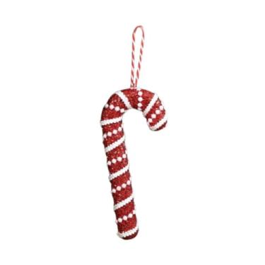 Imagem de oshhni Enfeite de Natal em forma de bengala doce, criativo e, com laço para pendurar, ideal para decoração de parede no inverno, com Pérolas