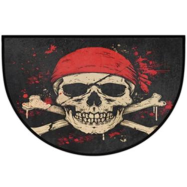 Imagem de Tapete de porta meio redondo, caveira, arte legal, antiderrapante, absorvente, semicírculo, tapetes laváveis, metade da lua, tapetes para ambientes internos, pátio, cozinha, banheiro, entrada, lareira