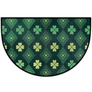 Imagem de Tapete de porta meio redondo, dia de São Patrício, antiderrapante, absorvente, semicírculo, tapetes laváveis, meia lua, tapetes para ambientes internos, pátio, cozinha, banheiro, entrada, lareira