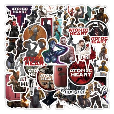 Imagem de Adesivos Atomics Hearts, vinil impermeável, anime, 50 unidades