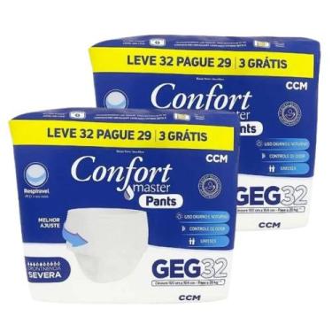 Imagem de Kit 2 Fraldas Calça Descartável Geriátrica Adulto Confort Master Pants
