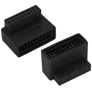 Imagem de AAOTOKK Pacote com 2 plugues de painel frontal USB 3.0 de 90 graus, adaptador de expansão macho e fêmea de 19/20 pinos, extensão inclinada em forma de L, adequada para placas-mãe internas de