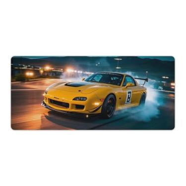 Imagem de HouLaiZhe JDM Car RX7 Late Night Drift Sports Cool Gaming Mouse Pads JDM Car Desk Pads Grandes Mousepads para teclado de mesa Tapete de computador 40 x 90 cm