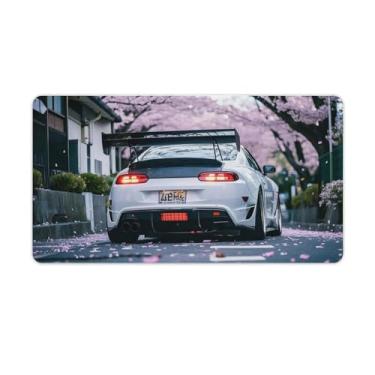 Imagem de HouLaiZhe JDM Tapetes de mesa de carro JDM Retro Car Sup Cherry Blossoms Gaming Mouse Pads Tapetes de mesa grandes para teclado de mesa Tapete de computador 40 X 75 cm