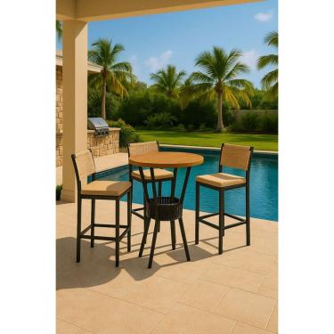 Imagem de Mesa Bistrô Redonda com Cooler 3 Banquetas Náutic - Solara