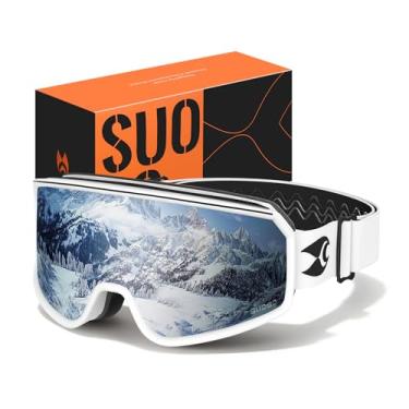 Imagem de suoso Óculos de esqui OTG para homens e mulheres, proteção UV400, óculos de snowboard anti-neblina para jovens e adultos, compatível com capacete