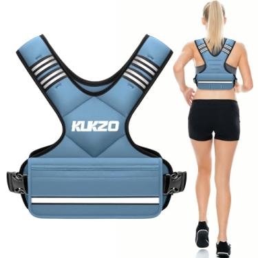 Imagem de KUKZO Colete feminino com peso ajustável masculino, colete de peso de 2,7 a 5,4 kg com 6 pesos de ferro para treinamento de força, corrida, caminhada, treino, fitness, azul