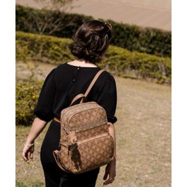 Imagem de Mochila Feminina Chenson 8485383 – Elemento Gráfico – Grande – Espaço para Notebook 14” – Impermeável – Cor Café