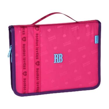 Imagem de Estojo Fichario Rebecca Bonbon Grande para Desenho, Organizador com 96 Elásticos, Divisórias (Rosa)