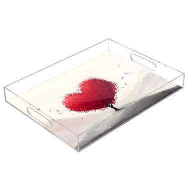 Imagem de STAYTOP Bandeja de servir de acrílico para o Dia dos Namorados, coração, 15,7 x 11,20 cm, bandejas decorativas à prova de derramamento, organizador de bancada para café da manhã, chá, comida