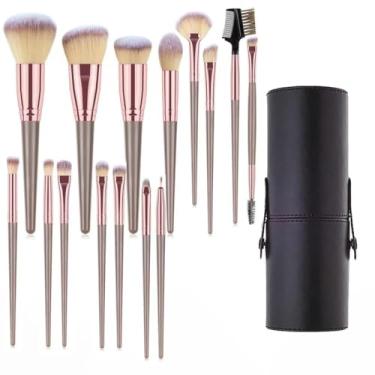 Imagem de Conjunto de pincéis de maquiagem portáteis modernos, para rosto, cílios, sombra, sobrancelha, delineador, base, pó, destaque, lábios, blush, novatos, ferramentas de maquiagem completas