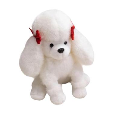 Imagem de simhoa Cachorro de pelúcia de 20 cm (7,87 polegadas) para decoração de sofá, brinquedo de simulação de cachorro, ideal para presentes de aniversário, Branco