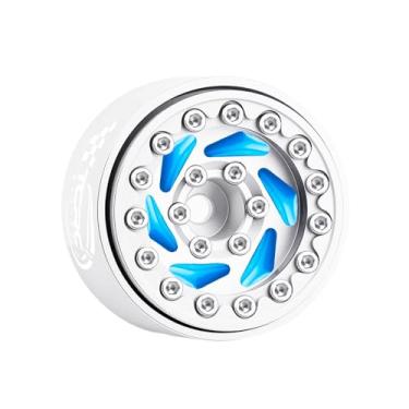 Imagem de TCRC 4 peças de alumínio azul fluorescente cor brilho noturno cubos de rodas Beadlock 1 polegada para Axial SCX24 AX24 FCX24 TRAXXAS TRX4M Redcat Ascent-18 Ascent-32 HPI Venture18 RC Crawler Car