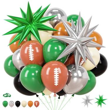 Imagem de 60 balões de futebol de 30 cm verde escuro preto prata cáqui branco areia látex impresso decorações temáticas de futebol para homens meninos crianças jogo chá de bebê decoração de festa de aniversário