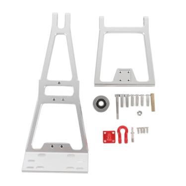 Imagem de Luocute Kit de Braço de Reboque RC, Kit de Destruição de Braço de Guindaste de Reboque de Caminhão de Resgate de Stent Duplo de Guincho de Liga de Alumínio para Rastreador 1/10 RC (SILVER)