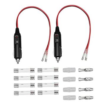 Imagem de ZEZEFUFU 2 adaptadores de isqueiro de 12 V com pontas, cabo de soquete de isqueiro fundido macho de substituição para carro