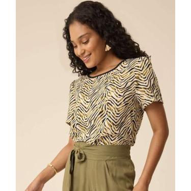 Imagem de Blusa Feminina Estampada Manga Curta Marisa-72974, Bege, P