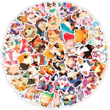 Imagem de Ychsring Adesivos de gato fofo - 50 peças de adesivos de vinil à prova d'água para garrafa de água, laptop, capa de telefone, copo, guitarra - Kawaii para crianças, adolescentes e adultos