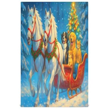 Imagem de Joisal Toalhas de prato decorativas de primavera para cozinha fofo inverno cavalo cachorro toalhas de chá fofas para secar pratos absorventes secagem rápida 45 x 71 cm, 6 pacotes