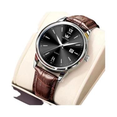 Imagem de Relógio De Quartzo De Luxo Masculino Com Pulseira De Couro À Prova d'Á