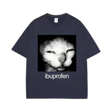 Imagem de Camiseta Unissex Oversized Vintage Com Estampa De Meme De Gato Ibuprof