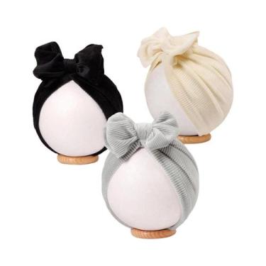 Imagem de Conjunto De 3 Peças De Chapéu De Bebê Em Corduroy Com Laço Para Menina