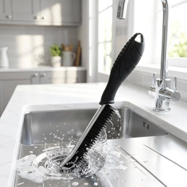 Imagem de Escova de limpeza de fendas, ferramentas multifuncionais de limpeza de lacunas com cerdas de nylon rígidas, ideal para banheiro, cozinha, pia, janela, preto, pacote com 3