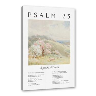 Imagem de Coleção de Salmos das Escrituras Monet Van Gogh Famosa Pintura em Aquarela Impressão Verso da Bíblia Pôster em Tela Decoração de Parede de Casa Cristã (SKU3,27.9x35.6 cm = (28x35cm), Emoldurado (Tela