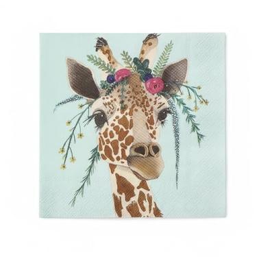 Imagem de BESALILY Guardanapo de papel Primavera Páscoa Festa de casamento Festival Coquetel Chá Floral Decorativo Guardanapos de jantar Papel Jogo americano descartável (3 Ply, 50 unidades) (Girafa)