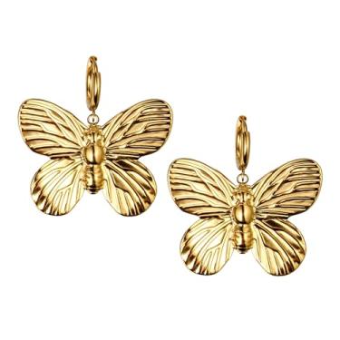 Imagem de Brincos de coração dourado e geométricos grossos para mulheres, brincos de gota, joias pendentes texturizadas retrô, acessórios leves da moda, Small, Metal, Sem pedra preciosa