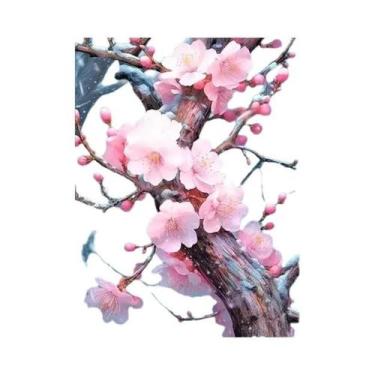Imagem de Pintura Em Diamante De Flor De Cerejeira Bordado Completo Com Strass M