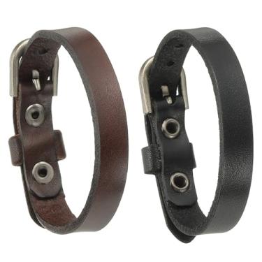 Imagem de PATIKIL Pulseira de cinto de couro, pulseira masculina com fivela fina para decoração de pulseira de couro vintage, One Size, Couro, Sem Pedra Preciosa