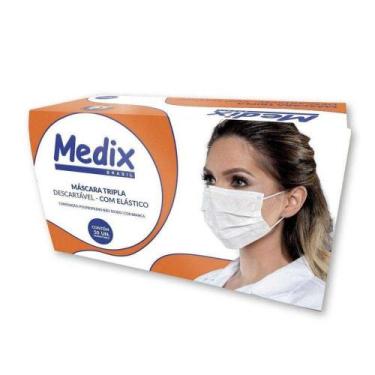 Imagem de Máscara Medix Descartável Tripla Com Filtro Branca 50 Uni