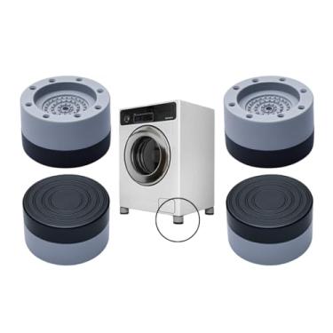 Imagem de Pés Niveladores Universal Antivibração para Máquina de Lavar, Lava e Seca, Geladeira e Sofá – Suporte Universal Ajustável, Antiderrapante e Silencioso, 4 Unidades, Protege o Piso. Material de Borracha