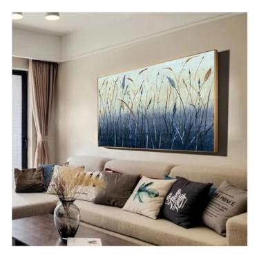 Imagem de Pinturas modernas de almofada na parede abstrata natureza paisagem arte de parede impressões em tela imagens de grãos para sala de estar - (55 x 110 cm) moldura interna de 22 x 43 polegadas