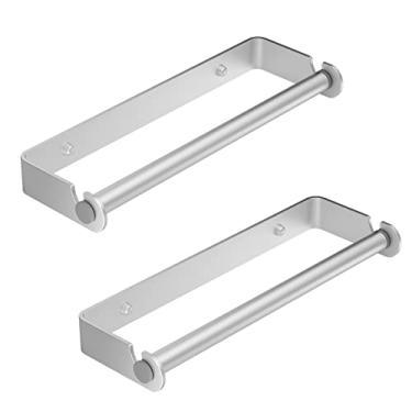 Imagem de PEDORUBY - Suporte de toalha de papel para cozinha, suporte de rolo de papel para montagem na parede com opção de montagem autoadesiva ou parafuso, suporte de parede para toalha de papel, despensa ou organizador de armário. Pacote com 2 prateados