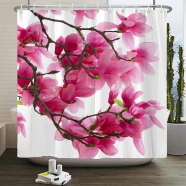 Imagem de Cortina de chuveiro floral impermeável de tecido de poliéster para banho com 12 ganchos para decoração de casa de banho 90 x 203 cm/L x A cortinas de chuveiro de banheiro