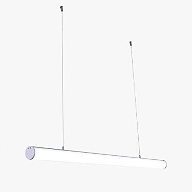 Imagem de Luminária pendente ultrafina em acrílico, luminária suspensa tubular longa branca, lustre moderno de LED de 48W, luminárias de suspensão lineares caneladas, luminárias decorativas para sala