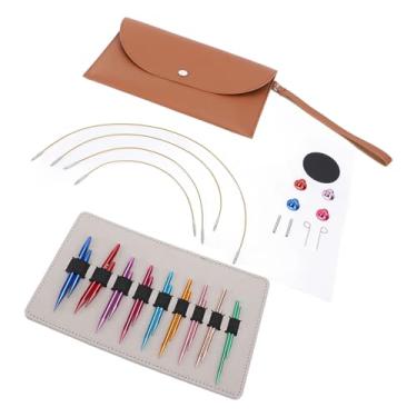 Imagem de Asixxsix Conjunto de Agulhas de tricô Circulares Intercambiáveis, Agulhas Leves e Ergonômicas de Aço Inoxidável de Alumínio Com Cabos Flexíveis Sem Memória para Meias de tricô, Suéteres,