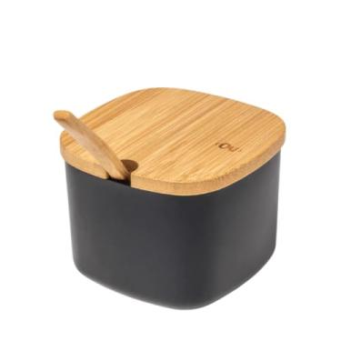 Imagem de Açucareiro Porta Açucar Pote Com Colher Tampa Antiformiga Bamboo Design Elegante Minimalista Luxo Mesa Posta Cozinha Ou Lume 450g