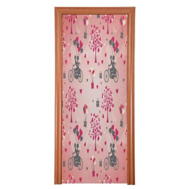 Imagem de ATTX Silhuetas românticas dos namorados capa da porta da frente - tecido elástico lavável decoração de férias para festas, casa, decoração de porta da frente, 36 x 98 polegadas (843)