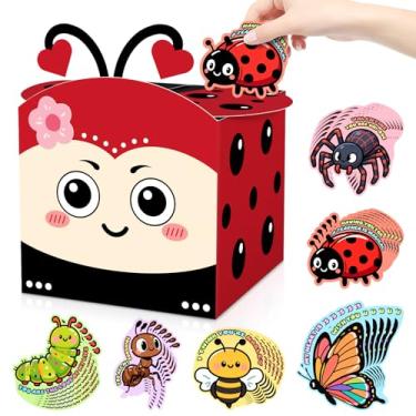 Imagem de LIKAJON Caixa de correio de Dia dos Namorados DIY para crianças com 36 cartões comemorativos Dia dos Namorados, caixa de cartão joaninha para crianças, sala de aula, troca de presentes escolares (30