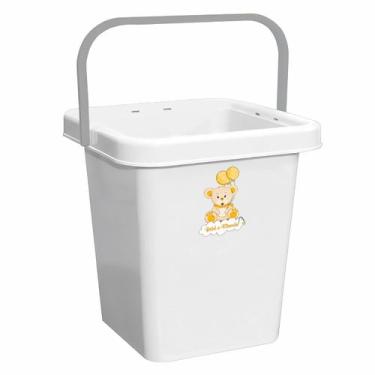 Imagem de Baldinho Quadrado Branco Bebê Mamãe 7 Litros Com Alça De Plástico Quar