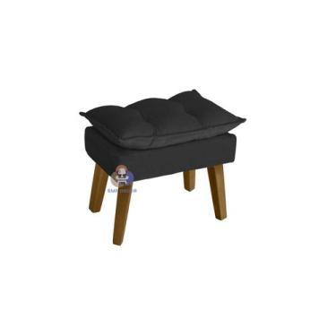 Imagem de Puff Banqueta Decorativa Glamour Preto Com Pés Quadrado - SMF Decor