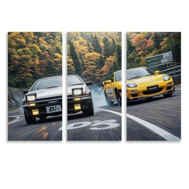 Imagem de HUIROBO Carro esportivo esportivo Ae86 Pk Rx7 Jdm pôster arte de parede em tela para sala de estar quarto decoração de casa escritório pintura pôsteres (40 x 80 cm) × 3)